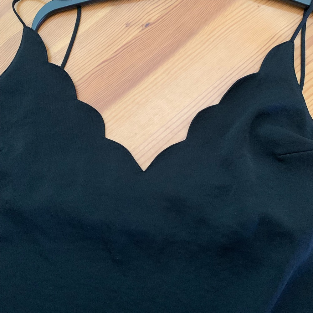 EUC WORN ONCE TOPSHOP BLACK SCALLOPED EDGE CAMI SIZE 14 US